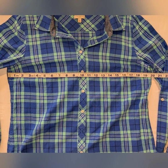 Talbot's long sleeve button down blue/green plaid shirt, size M - Picture 4 of 8